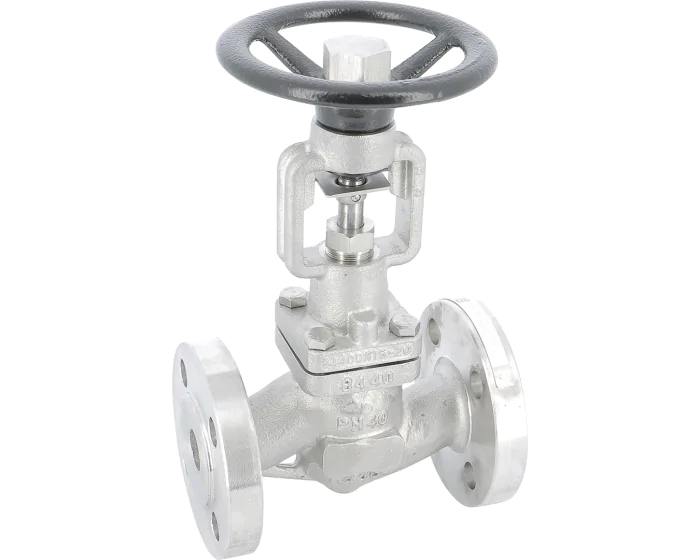 Stainless steel globe valve 472 RF PN16/40 with stainless steel bellow DN15
